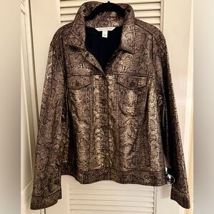 Jones New York Jeans Metallic Reptile Print Jacket Size 1X
